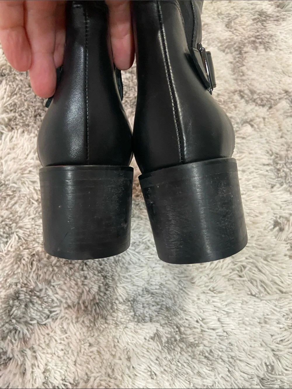 Aquatalia Black Up to the-Knee Buckle Riding Boots size 8.5 M